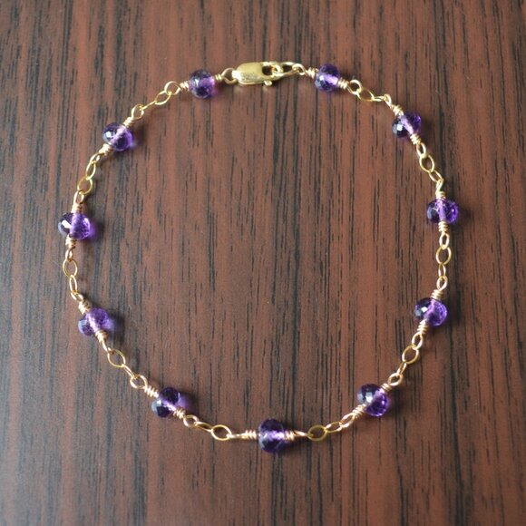 Amethyst Bracelet in Gold - Handmade - Picture 9 of 9